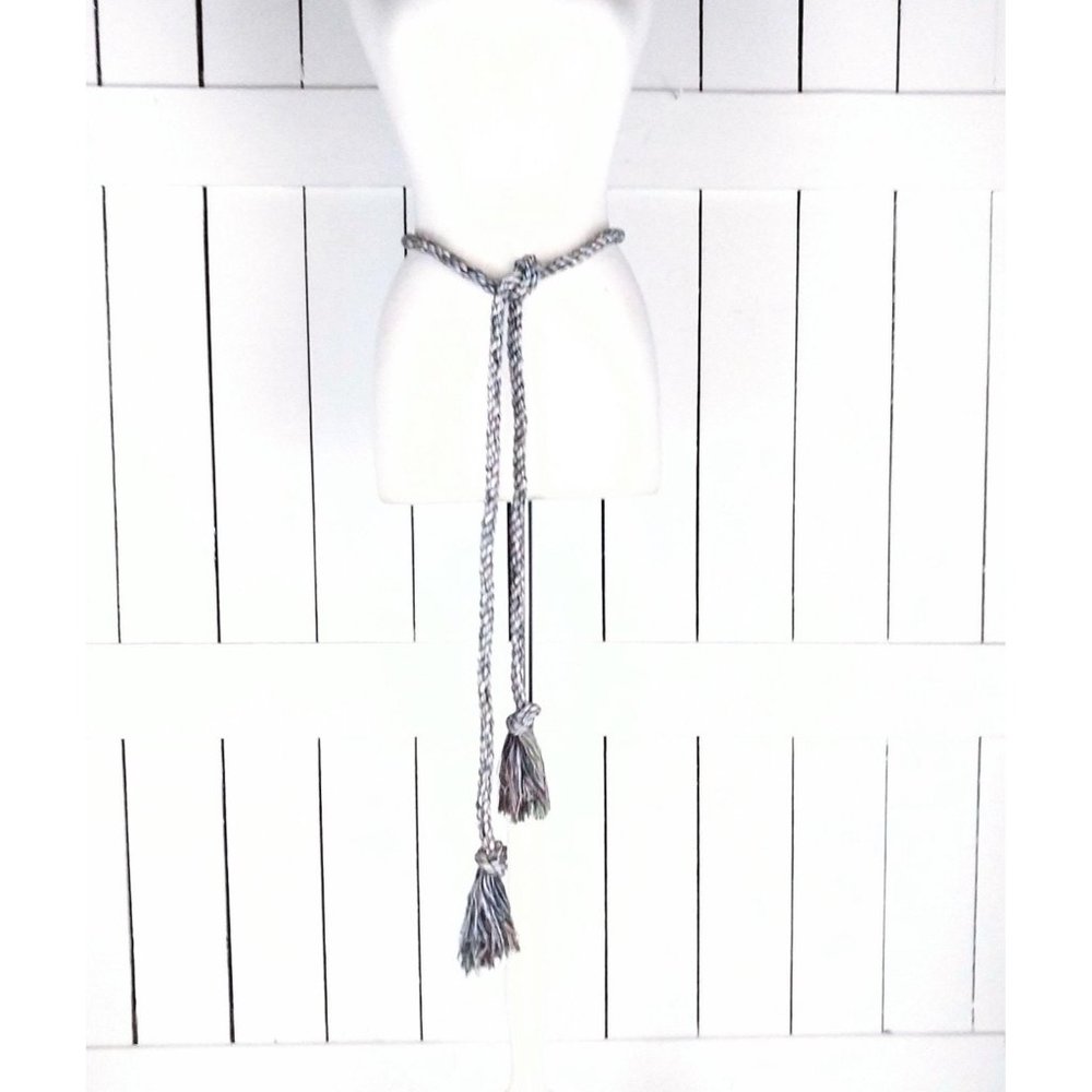 Woven braided rope knotted fringe tassel tie belt/boho/hippie belt/braided chord
